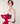 Pull col V rayé en laine mérinos - Rose Perle