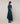 Long asymmetrical skirt in printed canvas - Blue