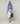 Pull col rond tricolore en laine mérinos - Bleu Horizon
