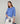 Pull col rond tricolore en laine mérinos - Bleu Horizon